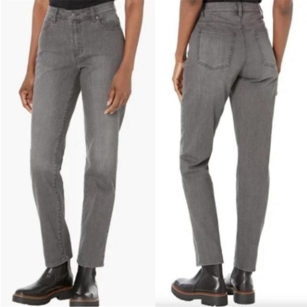NWT Eileen Fisher stretch organic cotton high rise slim fit jeans carbon gray MP